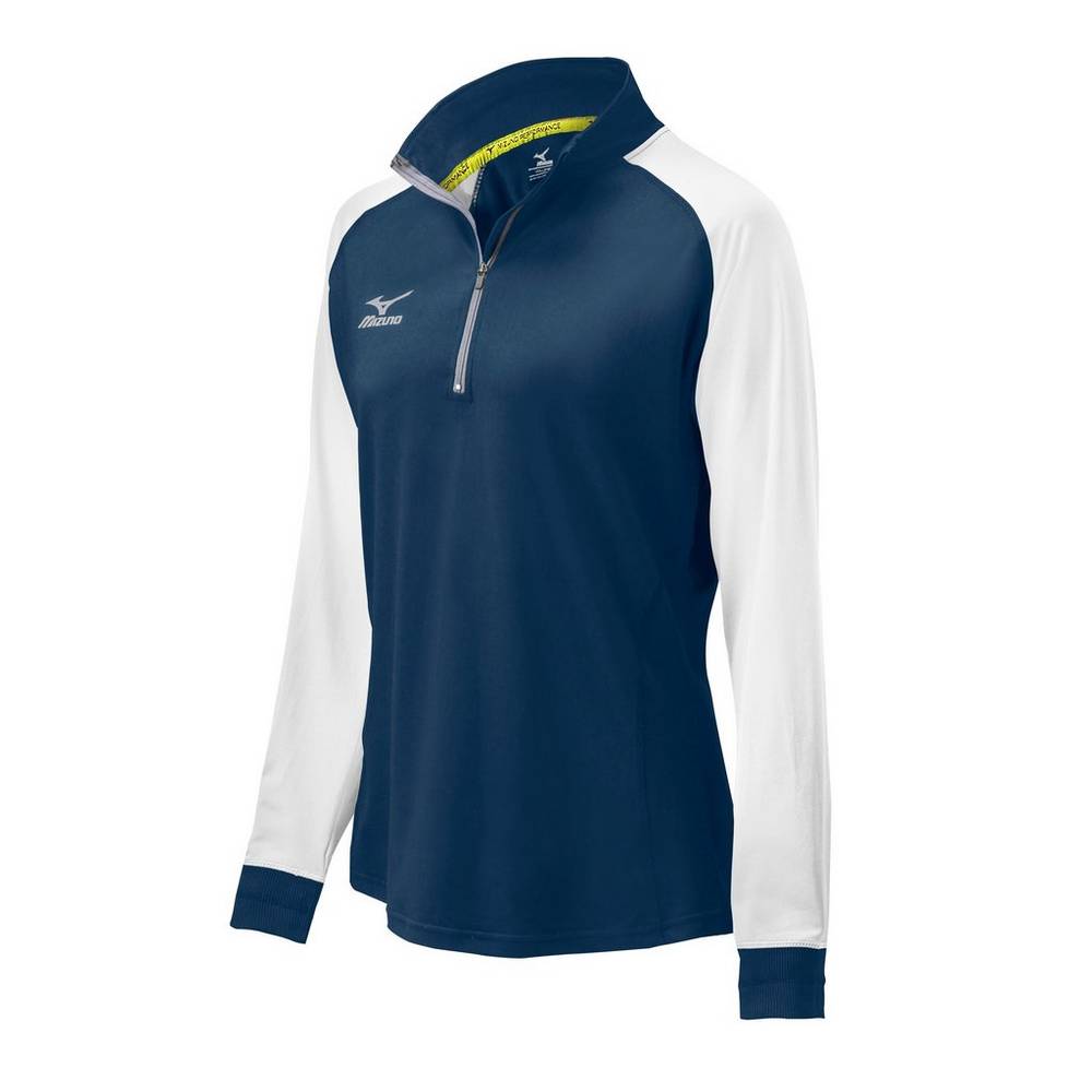 Mizuno Elite 9 Prime 1/2 Zip - Bayan Mont - Lacivert/Beyaz Türkiye (WLCOFS-586)